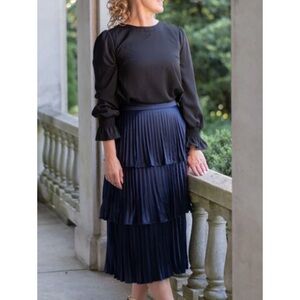 Dainty Jewell’s “Dancing Delight” Navy Pleated Skirt